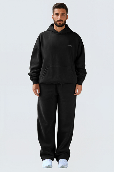 U Moon Dento Sweatshirt Oversize Fleece + Hoodie - Black