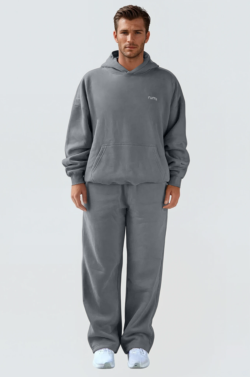 U Moon Sweatpants Relaxed Open Fleece - Stone