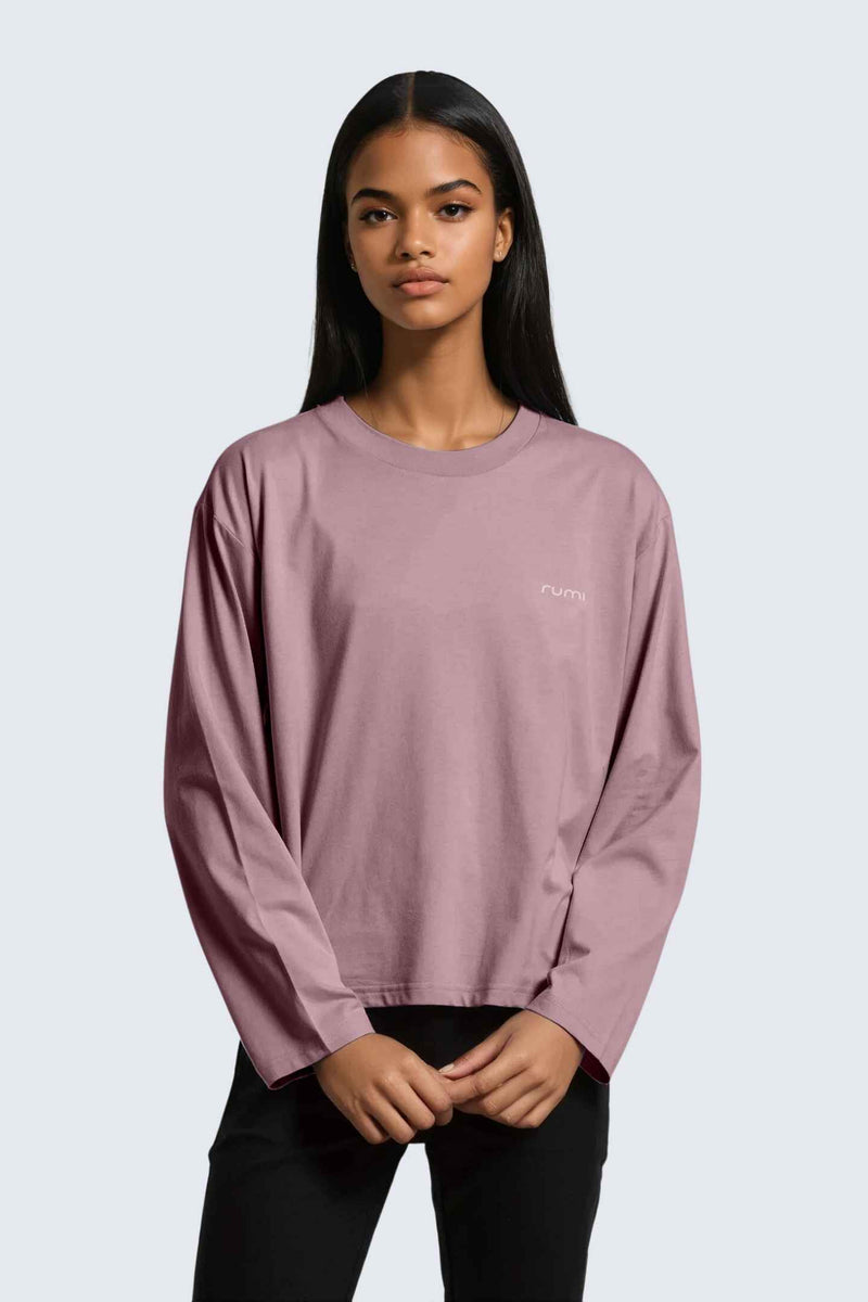 W Moon Tee Short Oversize Long-Sleeve - Rose Deep