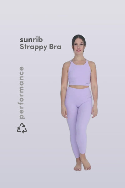 W Sun Rib Strappy Crop Top Sports Bra - Orchid