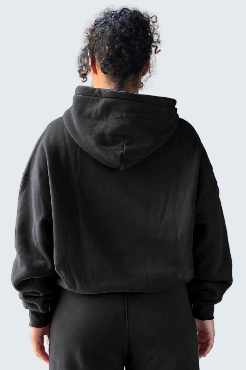 Rumi Earth - U Moon Dento Sweatshirt Oversize Fleece + Hoodie - Black - 