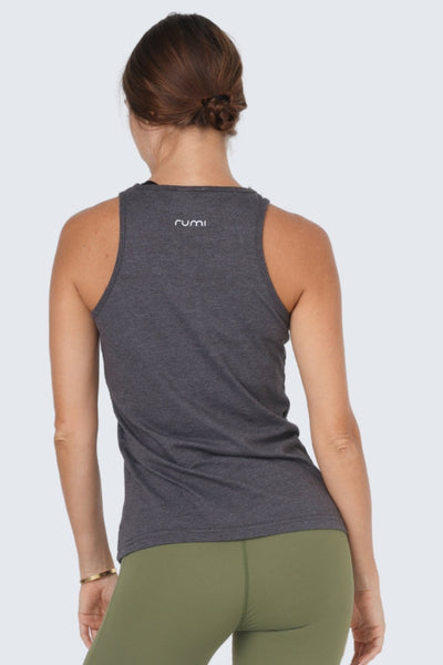 Rumi Earth - W Moon High - Neck Racerback Tank - Graphite Heather - R111220GHS - Tops