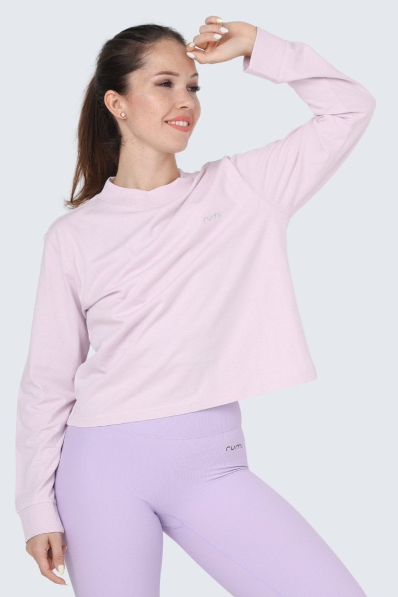 Rumi Earth - W Moon Tee Mock - Neck Long - Sleeve - Orchid - R111222ODP - Tops