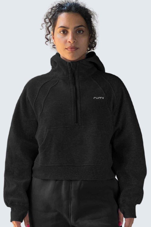 W MoonSweat Shirt Mock Oversized + Hoodie - Black