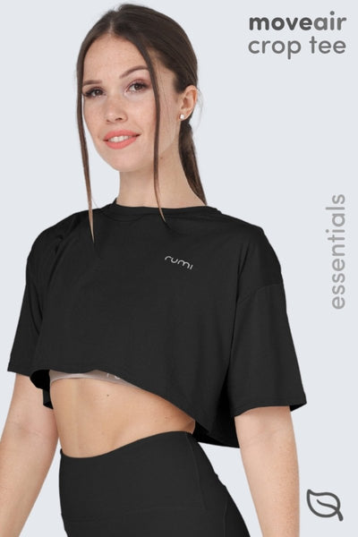 Rumi Earth - W MoveAir Tee Cropped - Black - R111121BKP - Tops