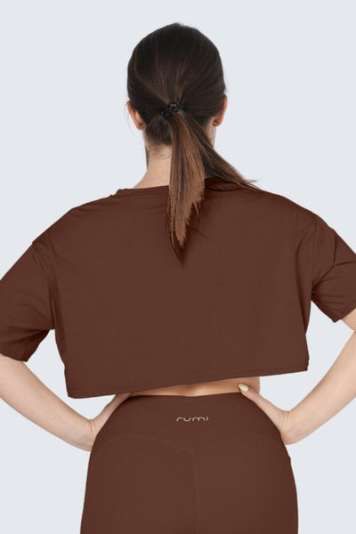 Rumi Earth - W MoveAir Tee Cropped - Cocoa - R111121CAP - Tops