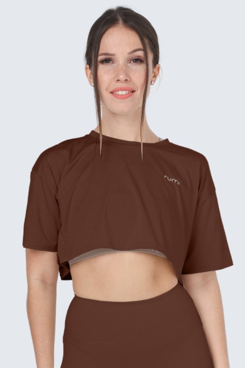 Rumi Earth - W MoveAir Tee Cropped - Cocoa - R111121CAP - Tops