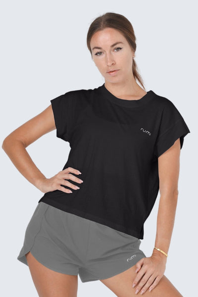 Rumi Earth - W Sun Rise Tee - Black - R121113BKP - Tops