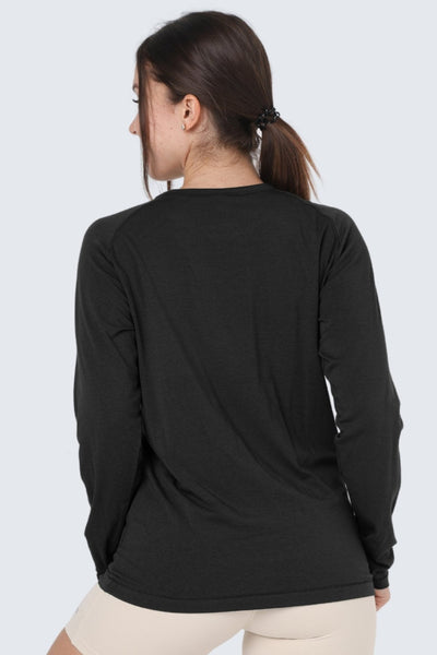 Rumi Earth - WU Move Tee Long Sleeve - Black - R521515BKP - Tops