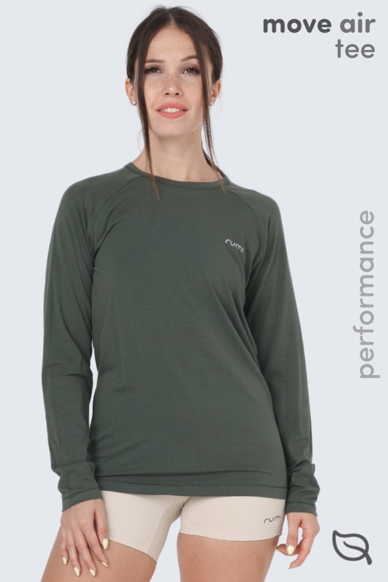 Rumi Earth - WU Move Tee Long Sleeve - Olive Deep - R521515DOP - Tops